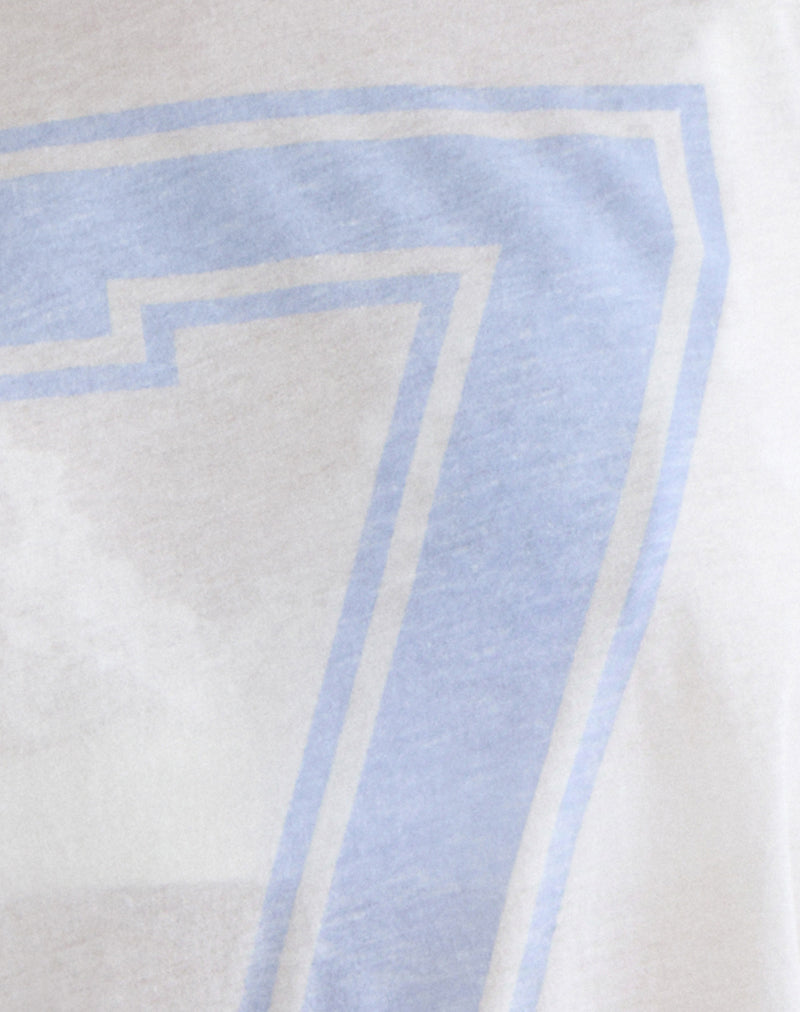 Josie Long Sleeve Top in White with Seven and Stripes Graphic