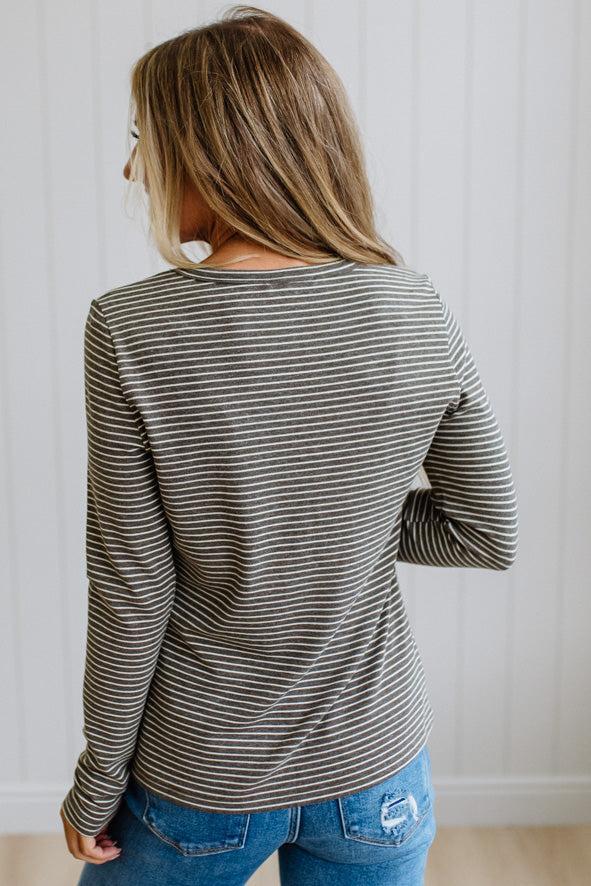 Jimmy Striped Long Sleeve Tee | Mocha Grey