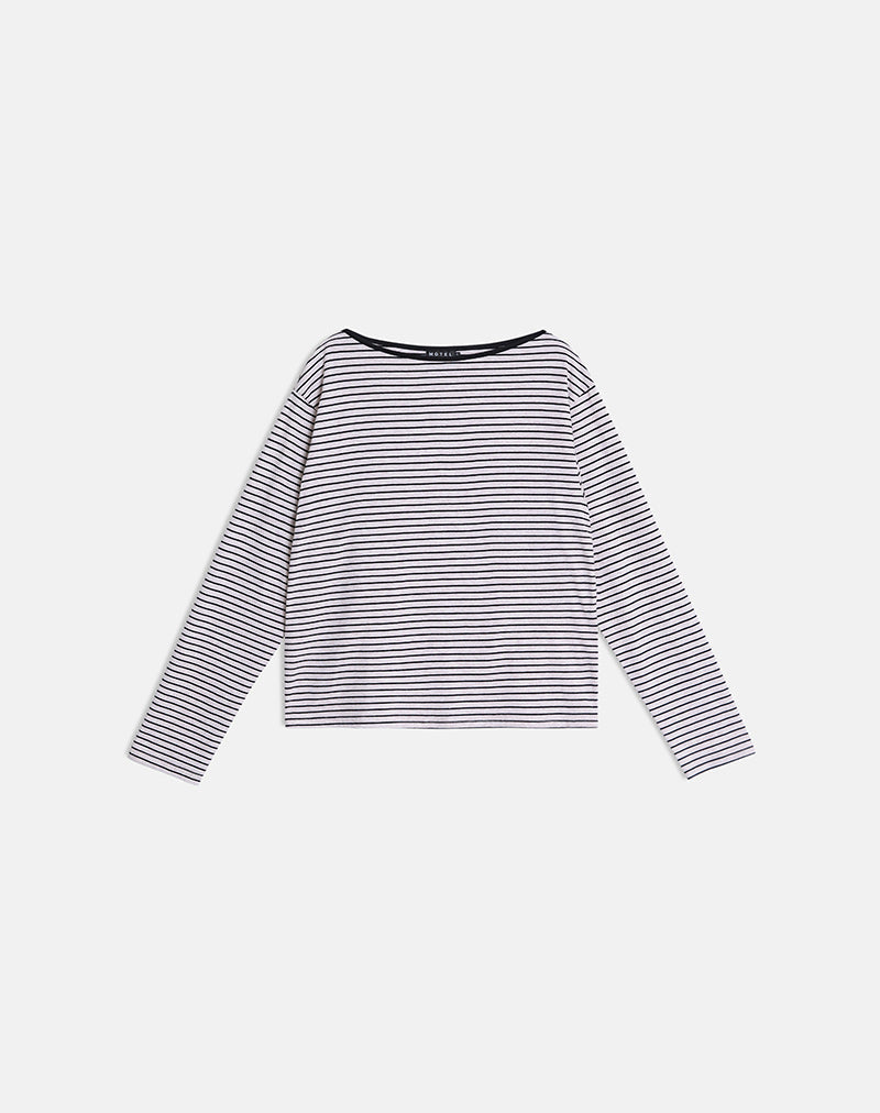 Kumiko Long Sleeve Top in Jersey Grey and Black