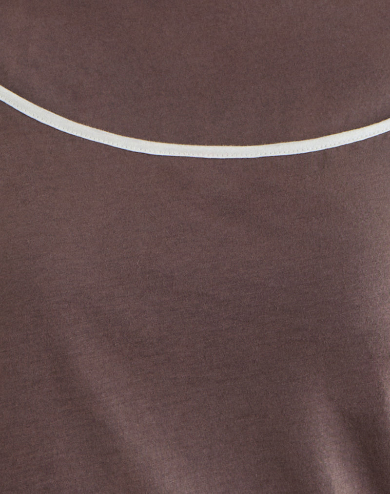 Laken Long Sleeve Top in Walnut with Vanilla Ice Binding
