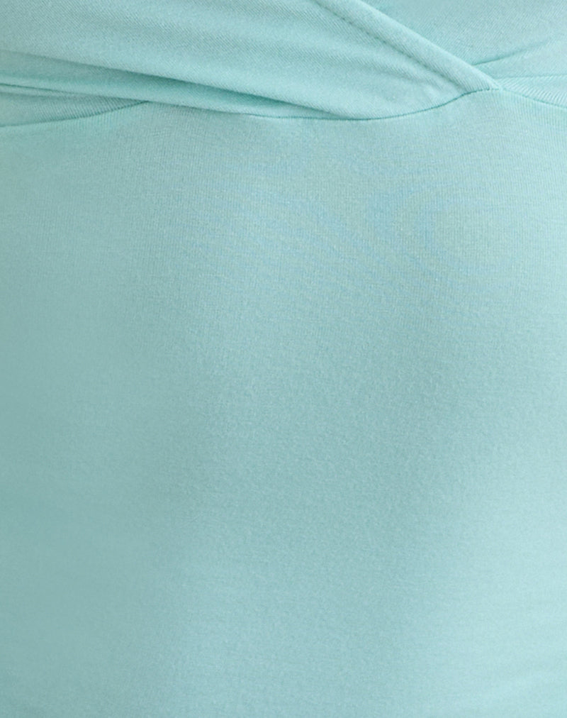 Lobos Crossover Top in Rayon Jersey Aqua