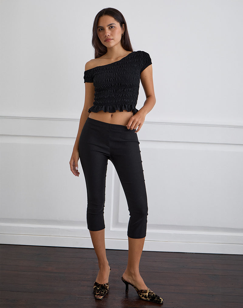 Mirita Shirred Top in Black
