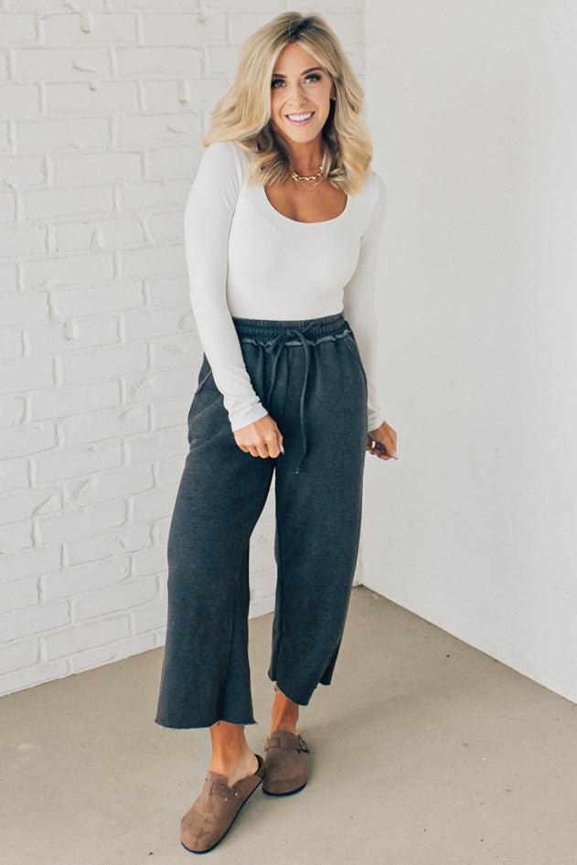 Mineral Wash Wide Leg Crop Sweats