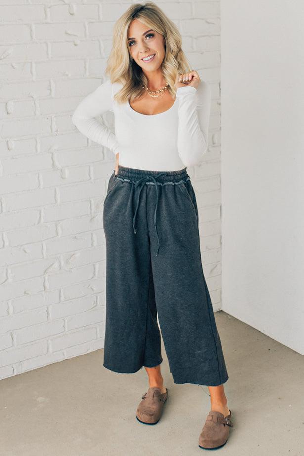 Mineral Wash Wide Leg Crop Sweats