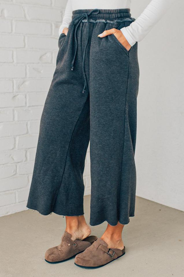 Mineral Wash Wide Leg Crop Sweats