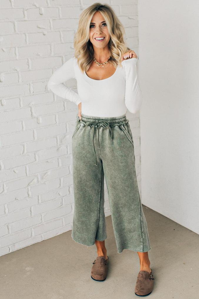 Mineral Wash Wide Leg Crop Sweats