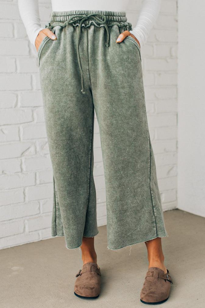 Mineral Wash Wide Leg Crop Sweats