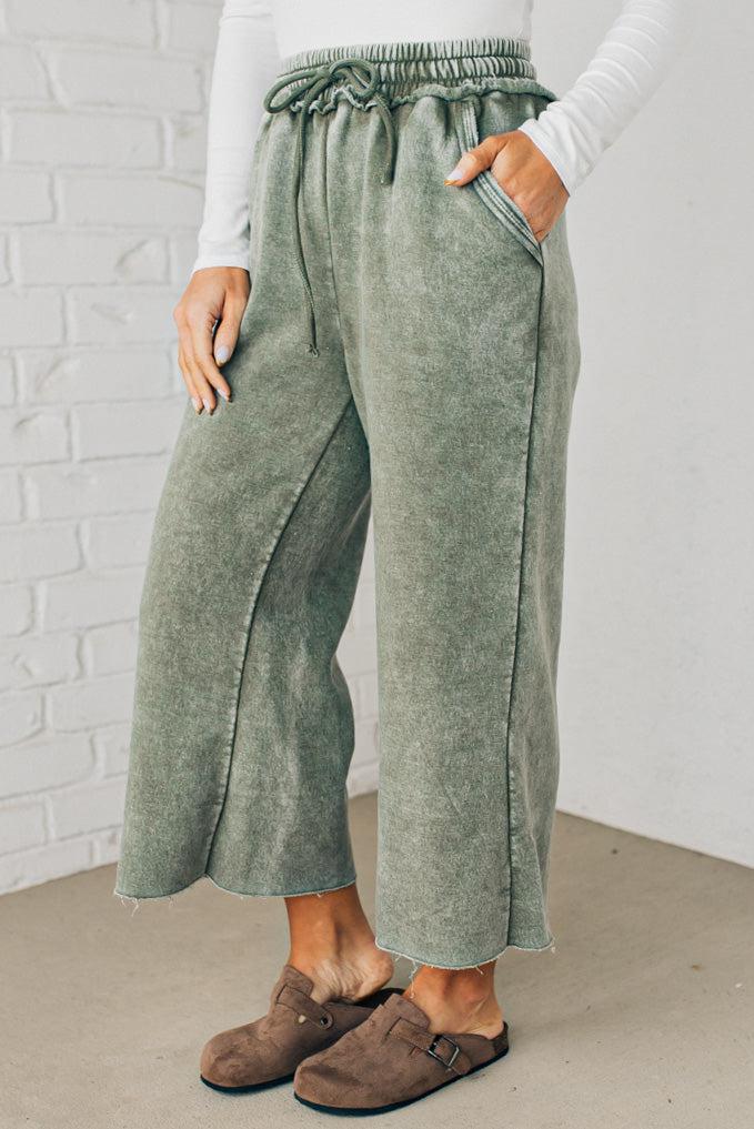 Mineral Wash Wide Leg Crop Sweats