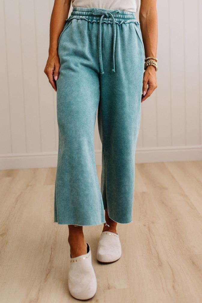 Mineral Wash Wide Leg Crop Sweats