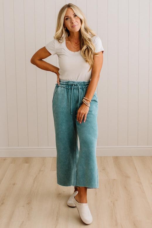 Mineral Wash Wide Leg Crop Sweats