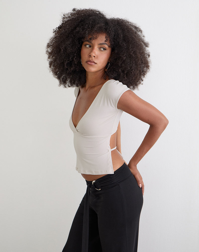 Netan Crossover Top in Cannoli Cream