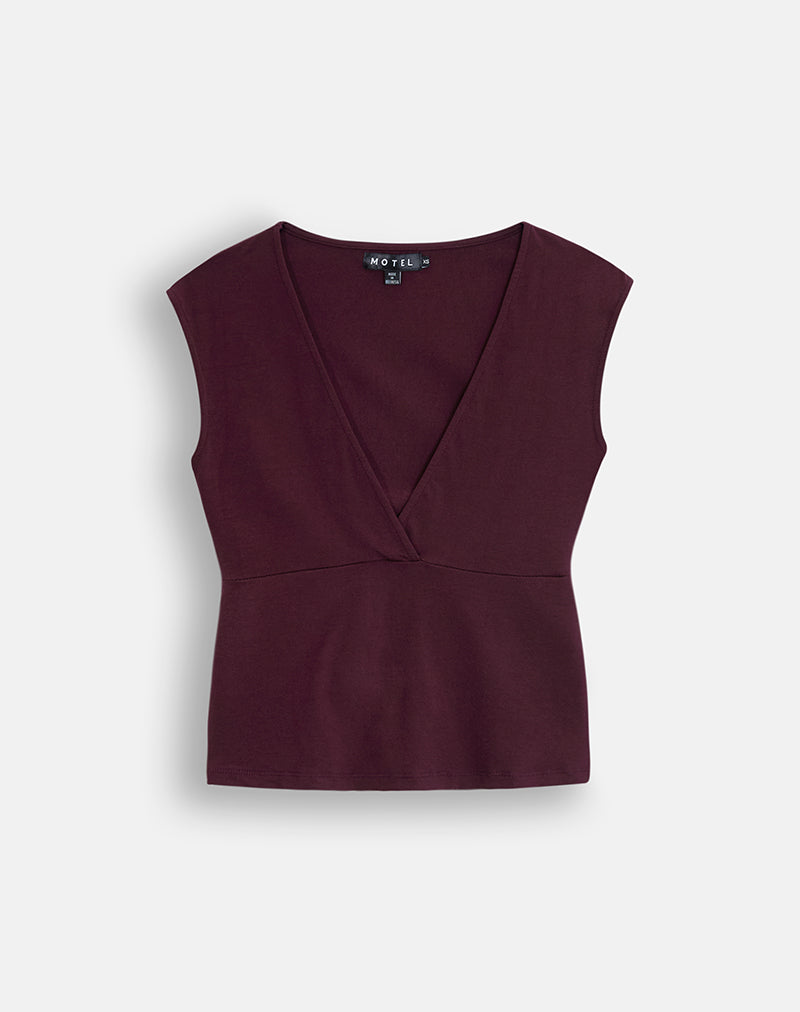 Netan Crossover Top in Dark Plum