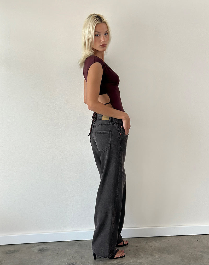 Netan Crossover Top in Dark Plum
