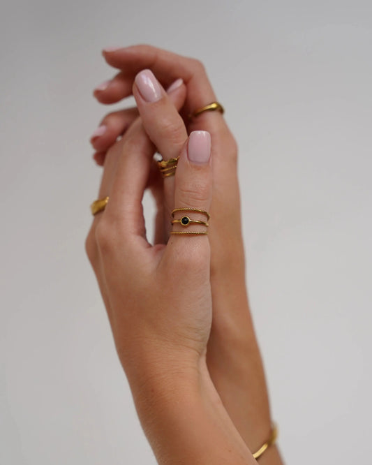 Aarya - Ring - Natural Stone - Stainless Steel - Adjustable