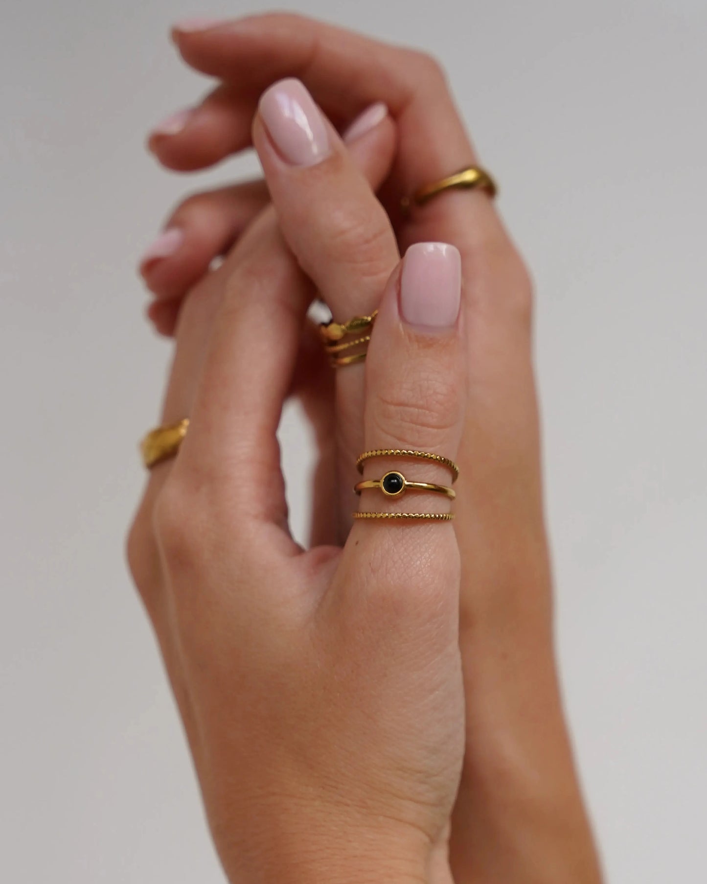 Aarya - Ring - Natural Stone - Stainless Steel - Adjustable