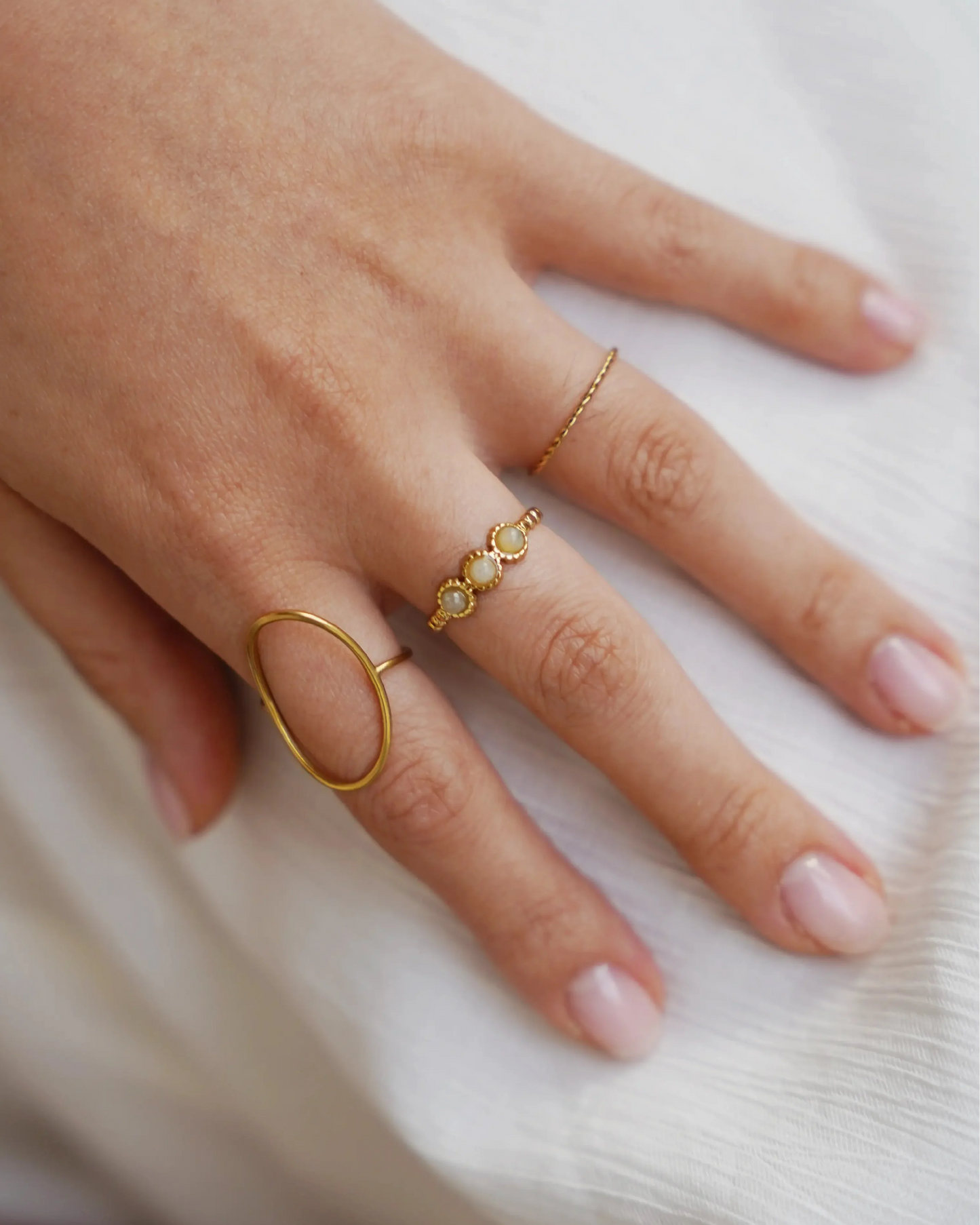 Demi - Ring - Natural Stone - Stainless Steel - Adjustable