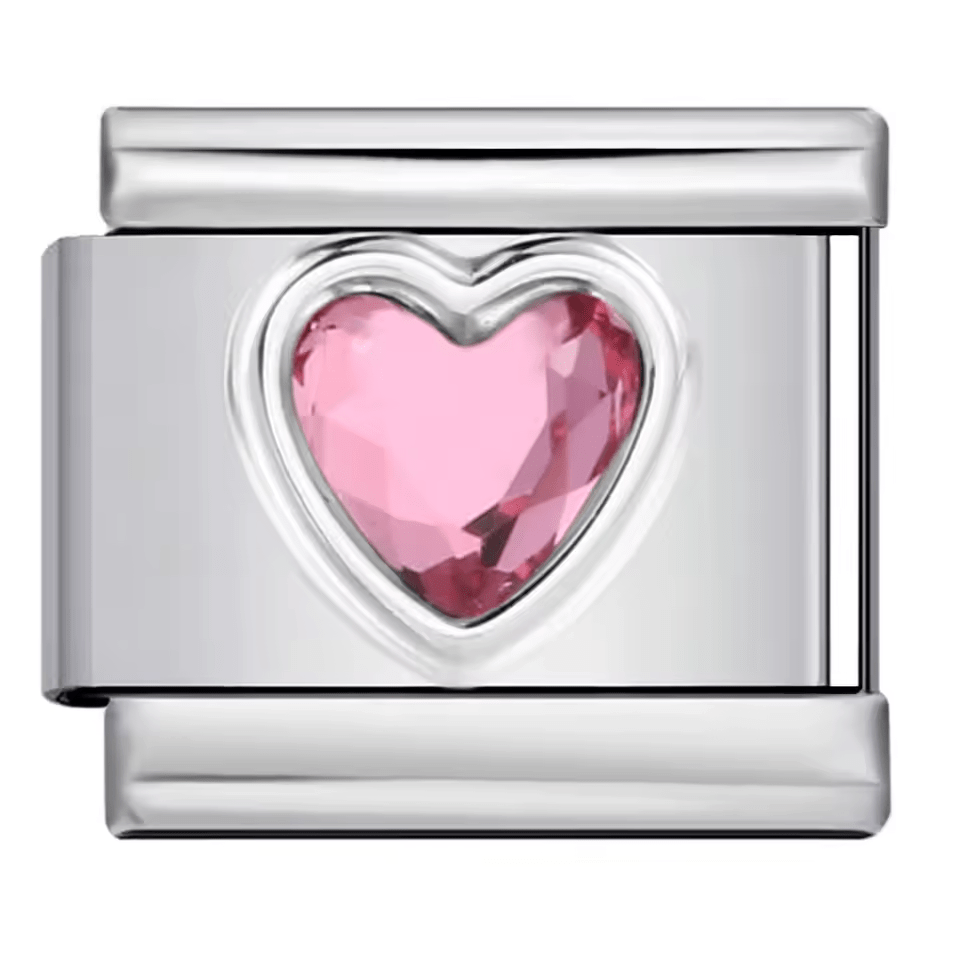 Pink Gem Heart Charm