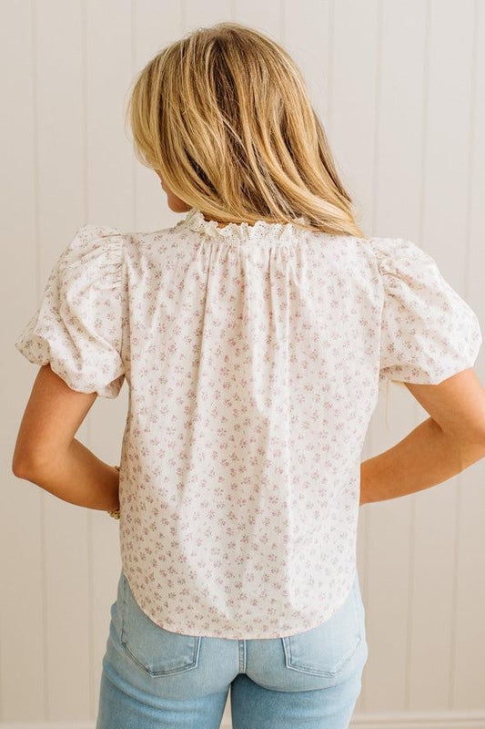 Pintuck Floral Blouse