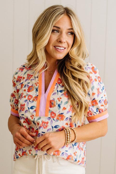 Pop of Floral Contrast Top