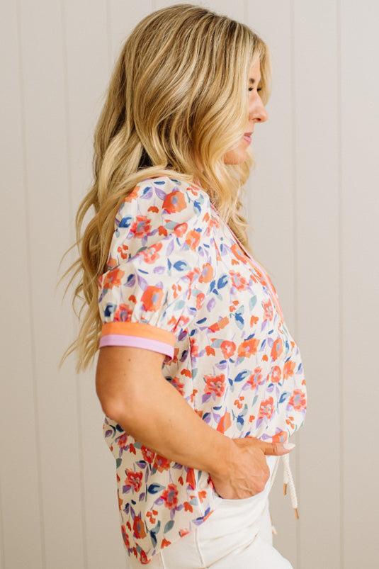 Pop of Floral Contrast Top