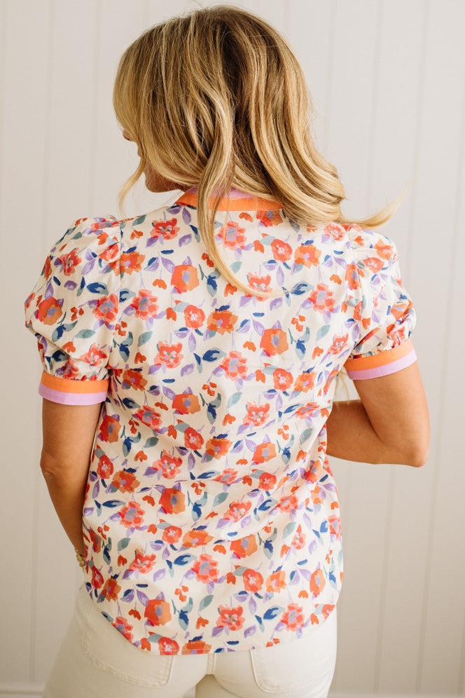 Pop of Floral Contrast Top
