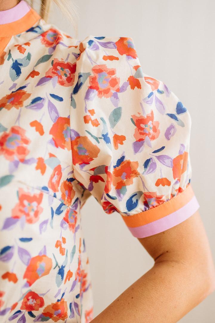Pop of Floral Contrast Top