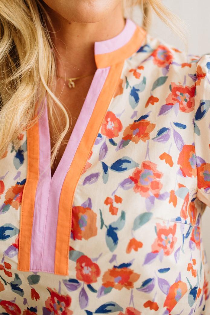 Pop of Floral Contrast Top