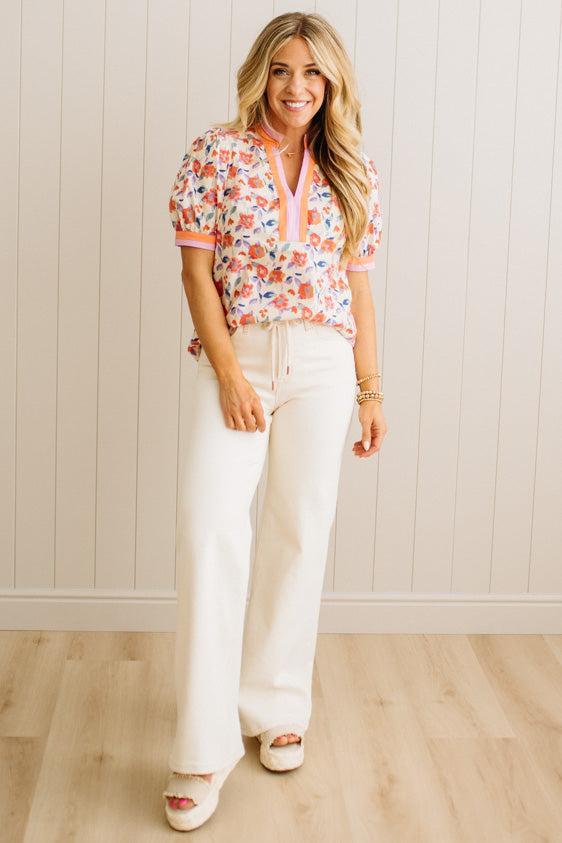 Pop of Floral Contrast Top
