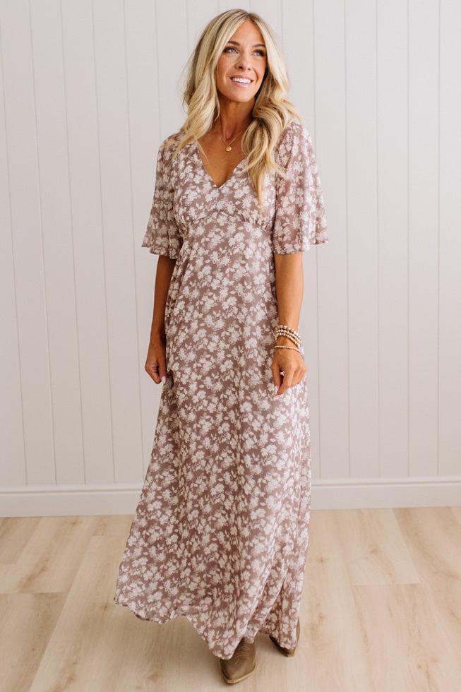 Rosie Floral Flutter Sleeve Maxi