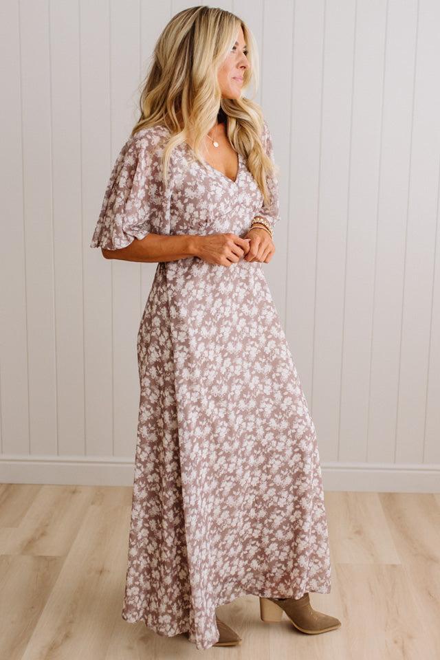 Rosie Floral Flutter Sleeve Maxi