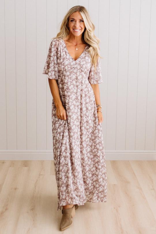 Rosie Floral Flutter Sleeve Maxi