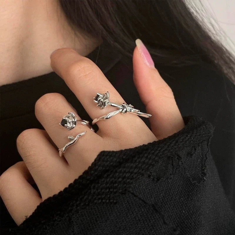 Thorn Rose Gothic Blossom Ring