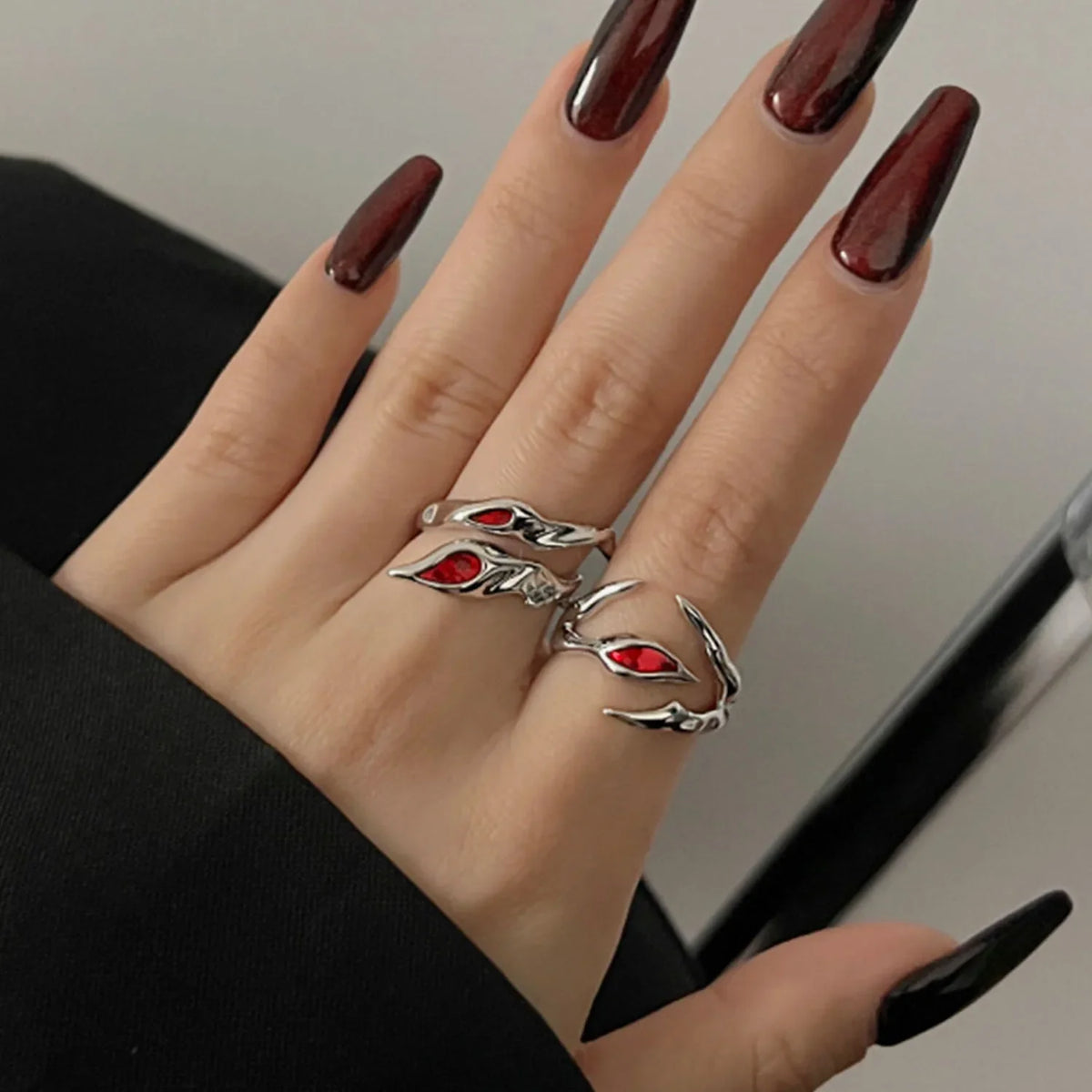 Gothic Red Crystal Ring