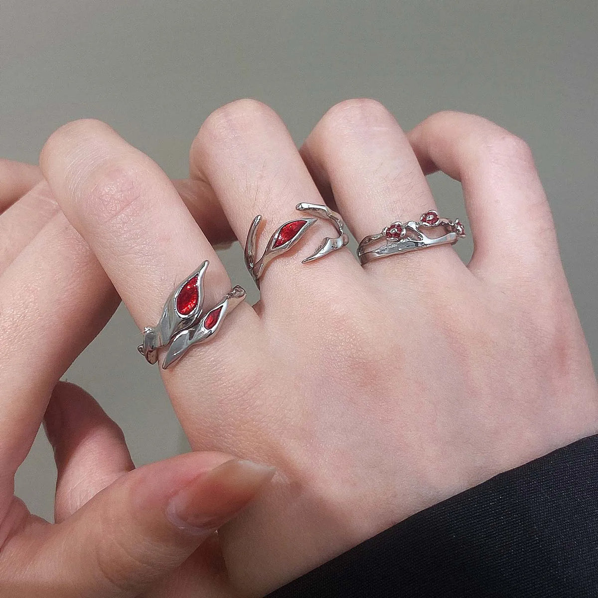 Gothic Red Crystal Ring