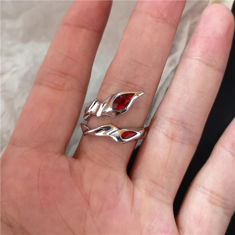 Y2K Gothic Animal Spider Red Crystal Ring