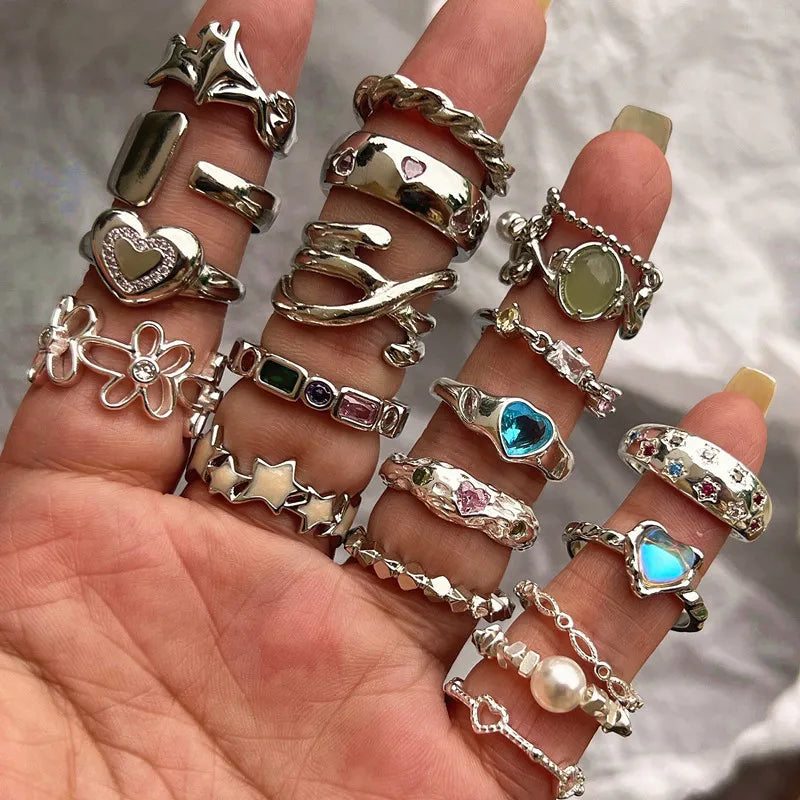 Y2K Crystal Heart Gothic Ring