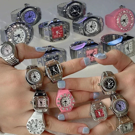 Vintage Punk Quartz Pocket Watch Gothic Ring