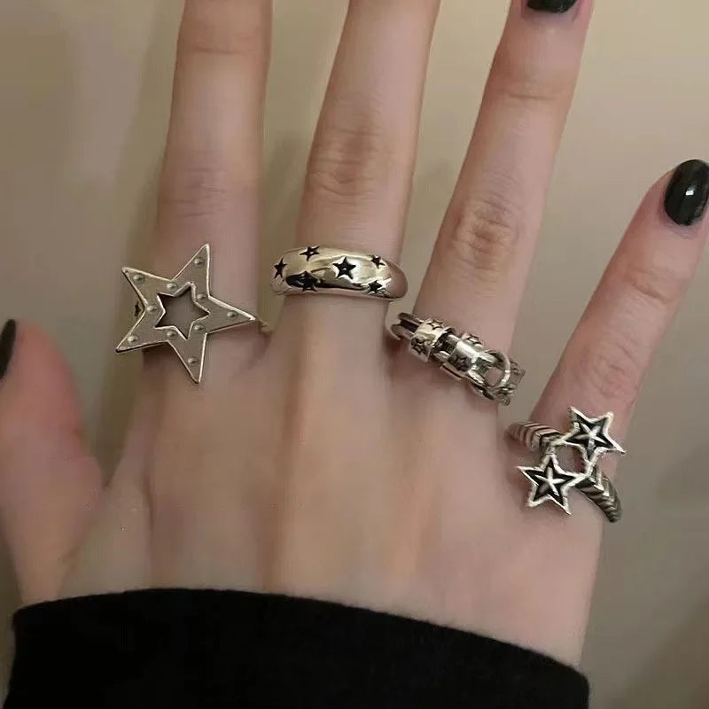 Geometric Star Pentagram Gothic Ring