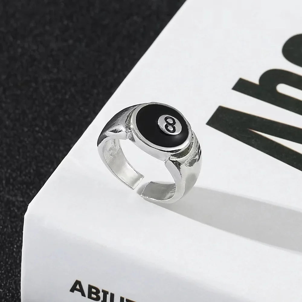 Punk Gothic Billiard Number Adjustable Ring