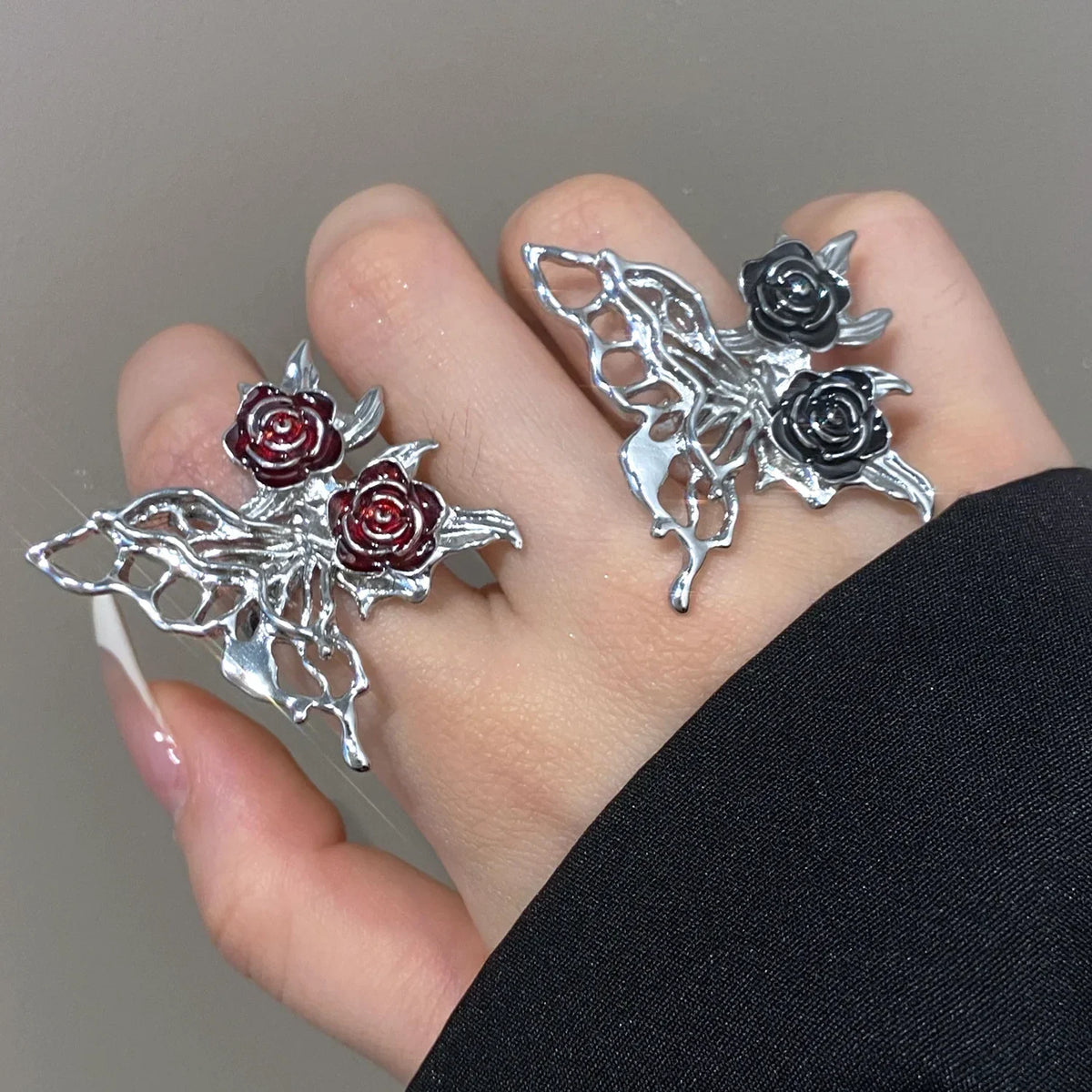 Gothic Black Rose Ring
