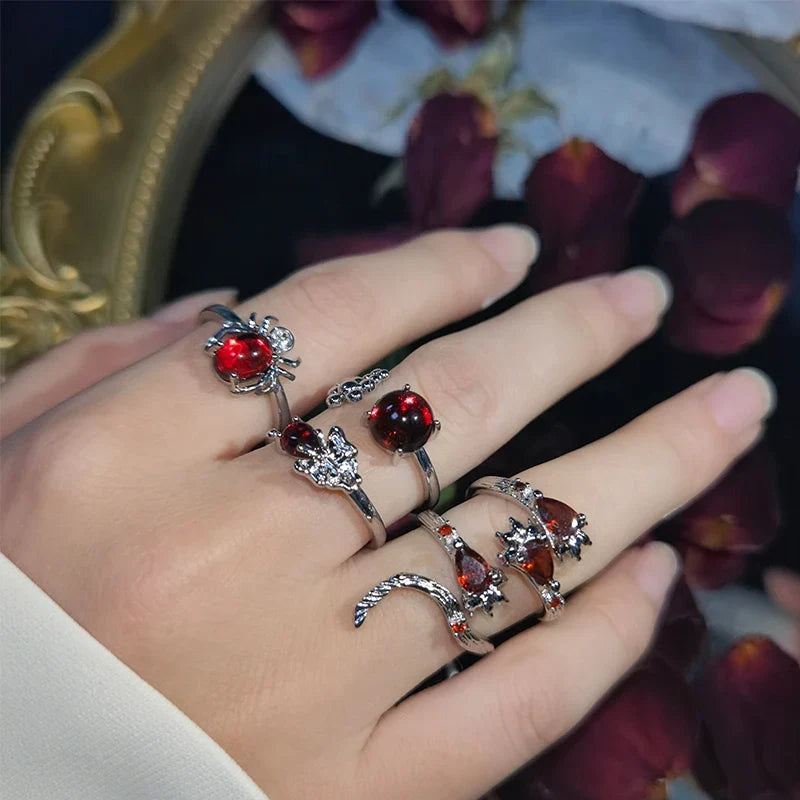 Y2K Gothic Irregular Stone Animal Ring