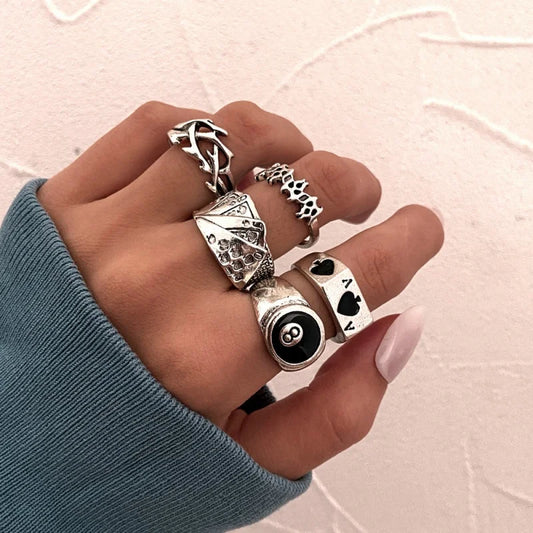 Vintage Silver Red Oval Gothic Ring