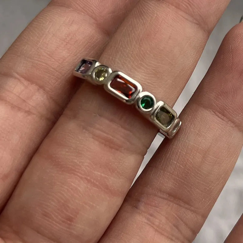 Y2K Crystal Heart Gothic Ring
