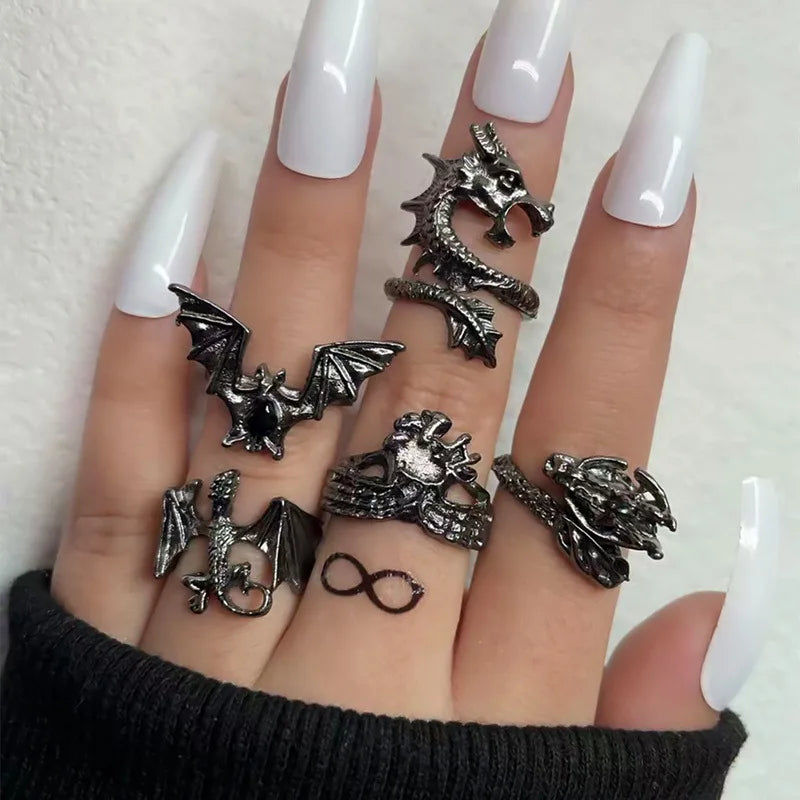 Gothic Red Crystal Geometry Ring
