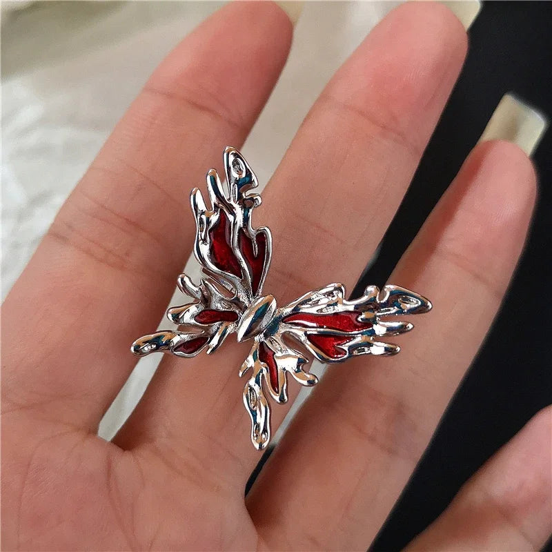 Y2K Gothic Animal Spider Red Crystal Ring
