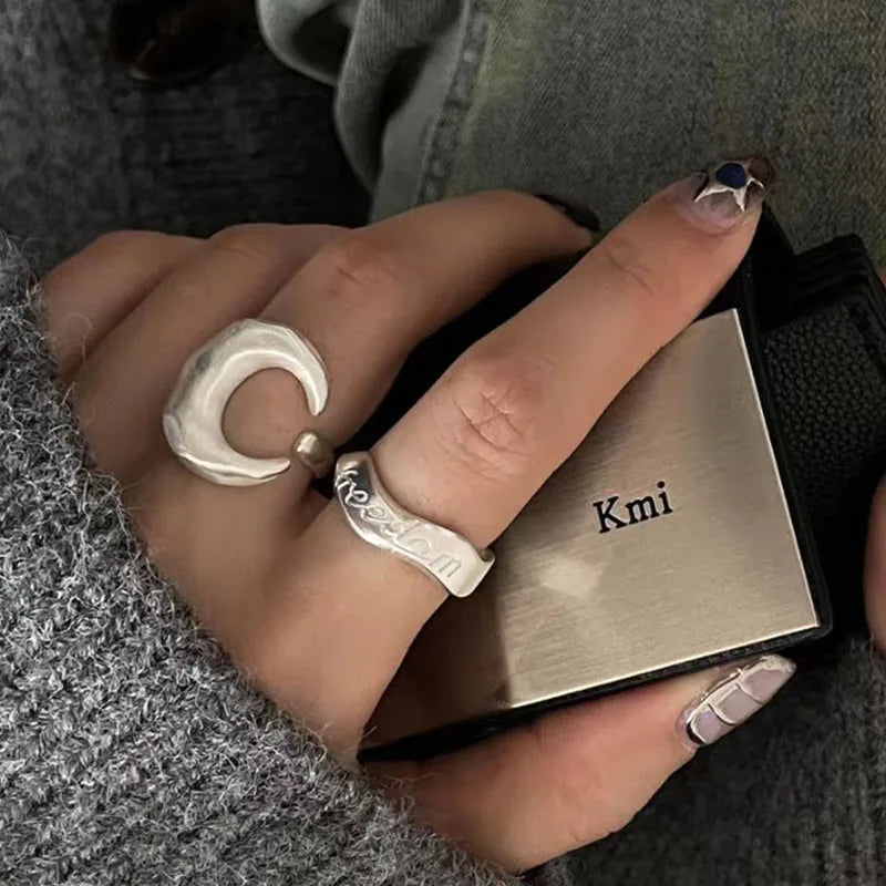Matte Gothic Moon Ring