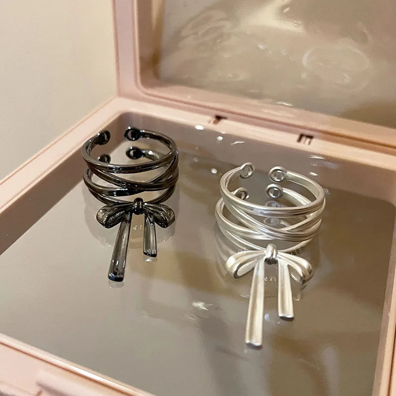 Bow Ribbon Gothic Adjustable Ring