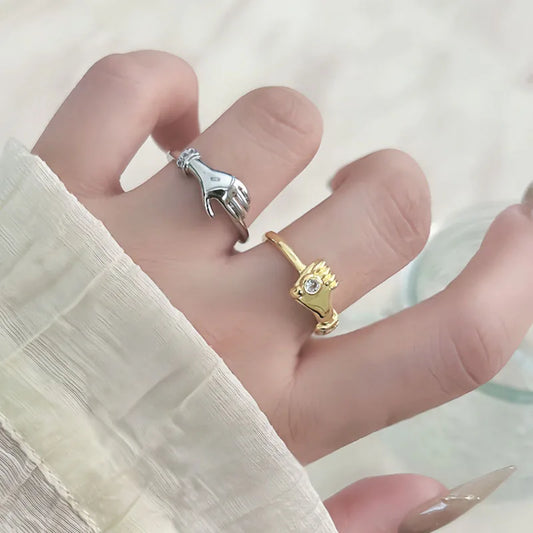 Creative Couple Handshake Gothic Ring