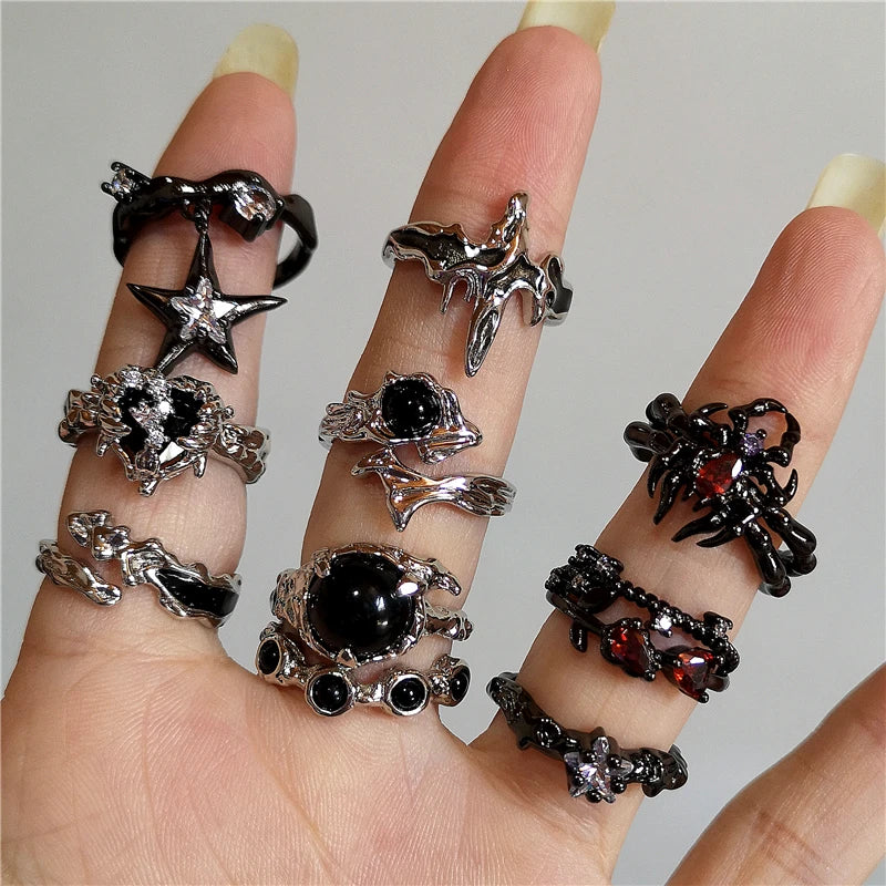 Gothic Black Spider Ring