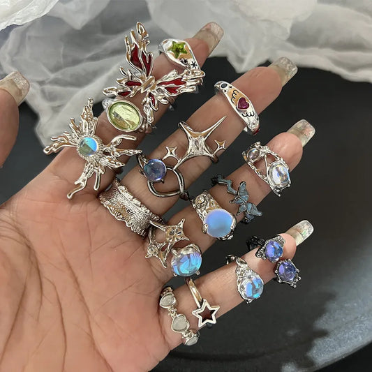 Kpop Goth Geometric Gothic Star Ring
